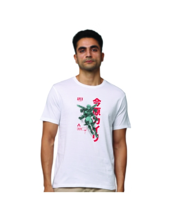 Valkyrie Manga Greys&Blues Pima Round neck T-Shirt-White